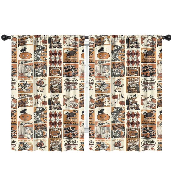 Blackout Kids Curtains,Vintage Halloween Poster Pattern Childrens Insulated Curtains Set Of 2,Bedroom Essentials,Toddler Room Decor 42"x63"