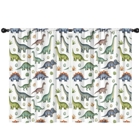 Blackout Kids Curtains,Watercolor Dinosaurs Eggs Plants Pattern Childrens Insulated Curtains Set Of 2,Bedroom Essentials,Toddler Room Decor 42"x63"