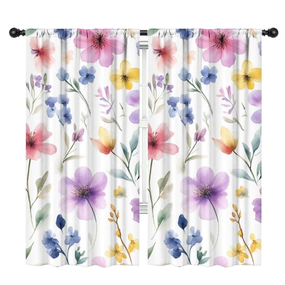 Blackout Kids Curtains,Watercolor Pioneer Flower Pattern Childrens Insulated Curtains Set Of 2,Bedroom Essentials,Toddler Room Decor 42x84in(106x213cm)
