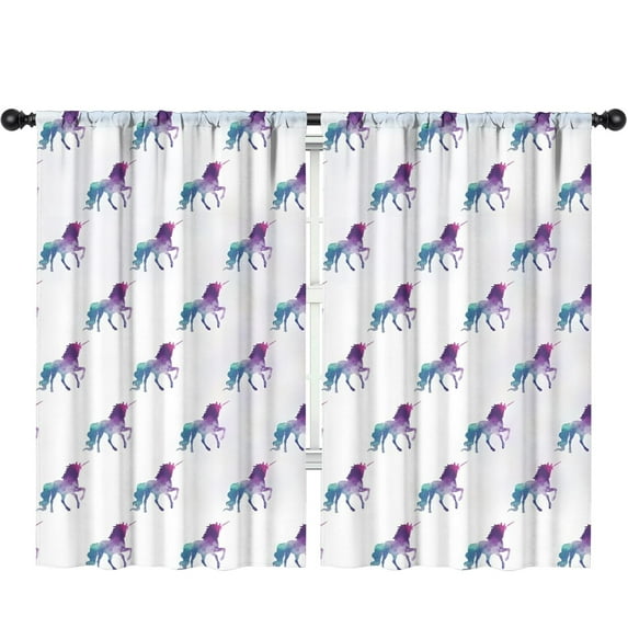 Blackout Kids Curtains,Watercolor Unicorn Pattern Childrens Insulated Curtains Set Of 2,Bedroom Essentials,Toddler Room Decor 52"x84"