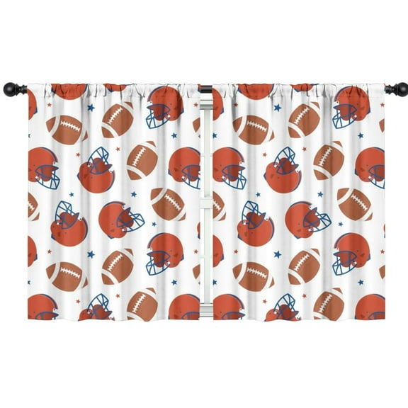 Blackout Kids Curtains,White Background Football Helmets Pattern Childrens Insulated Curtains Set Of 2,Bedroom Essentials,Toddler Room Decor 42"x54"