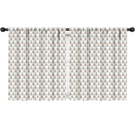 Blackout Kids Curtains,White Bigfoot and Pine Tree Pattern Childrens Insulated Curtains Set Of 2,Bedroom Essentials,Toddler Room Decor 52x63in(132x160cm)