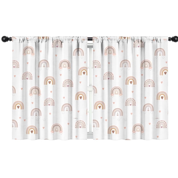 Blackout Kids Curtains,White Boho Bohemia Rainbow Hearts Pattern Childrens Insulated Curtains Set Of 2,Bedroom Essentials,Toddler Room Decor 42x54in(106x137cm)