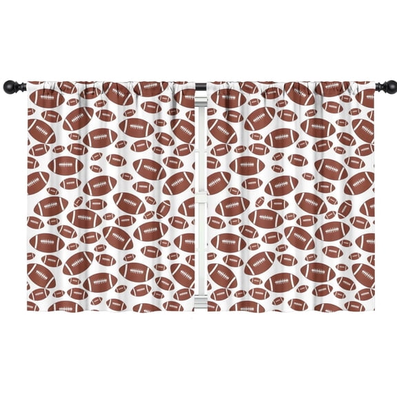 Blackout Kids Curtains,White Brown Footballs Pattern Childrens Insulated Curtains Set Of 2,Bedroom Essentials,Toddler Room Decor 42"x54"