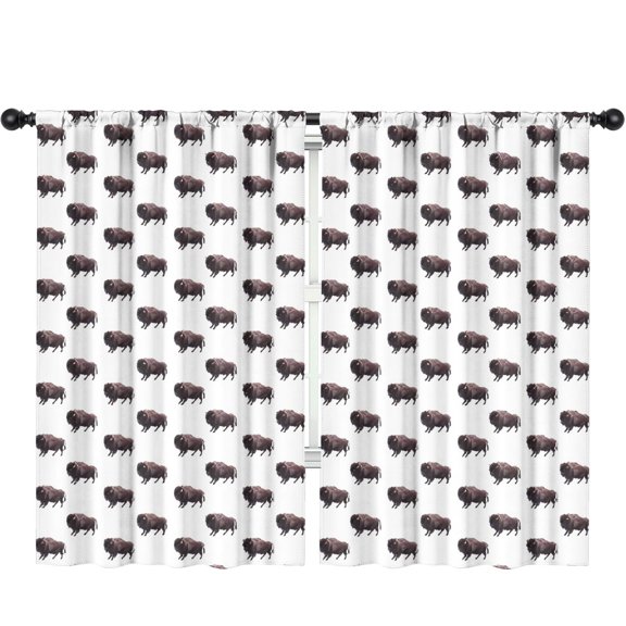 Blackout Kids Curtains,White Buffalo Pattern Childrens Insulated Curtains Set Of 2,Bedroom Essentials,Toddler Room Decor 52"x84"