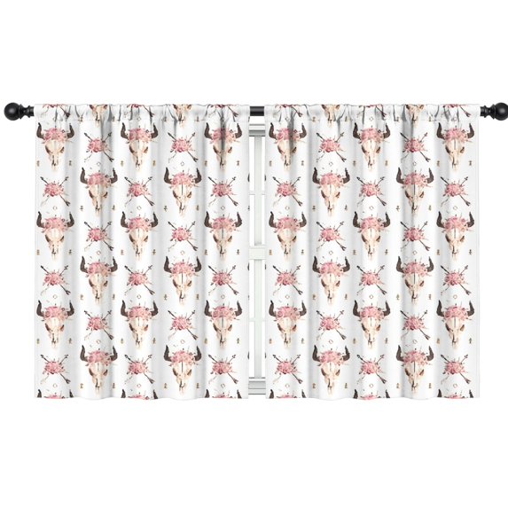 Blackout Kids Curtains,White Buffalo Skull Flower Arrow Pattern Childrens Insulated Curtains Set Of 2,Bedroom Essentials,Toddler Room Decor 42"x54"
