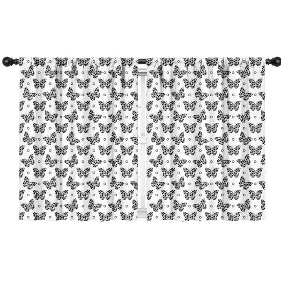Blackout Kids Curtains,White Butterfly Black Dot Pattern Childrens Insulated Curtains Set Of 2,Bedroom Essentials,Toddler Room Decor 42"x54"