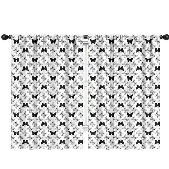 Blackout Kids Curtains,White Butterfly Black Pattern Childrens Insulated Curtains Set Of 2,Bedroom Essentials,Toddler Room Decor 42"x63"