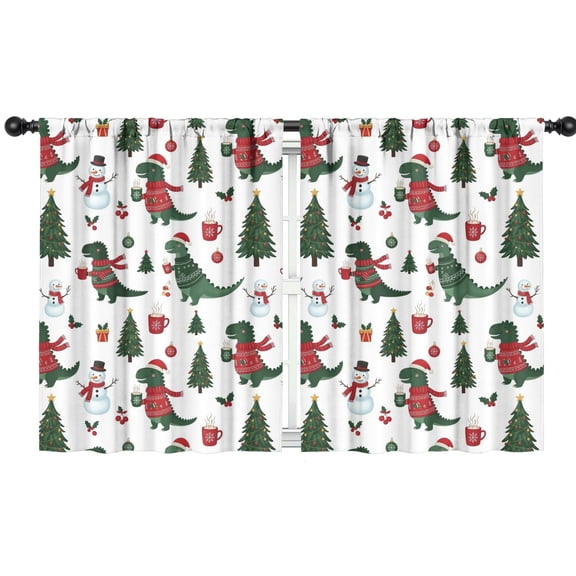 Blackout Kids Curtains,White Cartoon Christmas Dinosaurs Sweaters Pattern Childrens Insulated Curtains Set Of 2,Bedroom Essentials,Toddler Room Decor 42"x54"