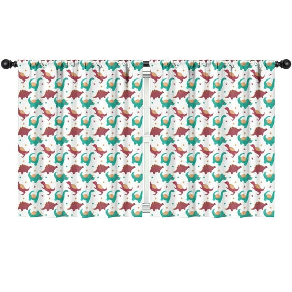 Blackout Kids Curtains,White Cartoon Cute Dinosaurs Pattern Childrens Insulated Curtains Set Of 2,Bedroom Essentials,Toddler Room Decor 52"x63"