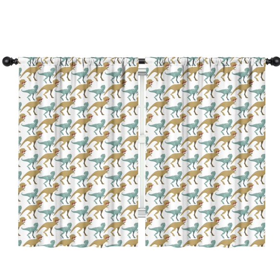 Blackout Kids Curtains,White Cartoon Dinosaurs Childrens Insulated Curtains Set Of 2,Bedroom Essentials,Toddler Room Decor 42"x63"
