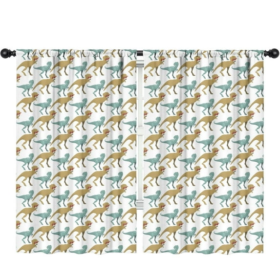 Blackout Kids Curtains,White Cartoon Dinosaurs Childrens Insulated Curtains Set Of 2,Bedroom Essentials,Toddler Room Decor 52"x84"