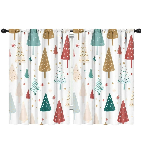 Blackout Kids Curtains,White Christmas Tree Pattern Childrens Insulated Curtains Set Of 2,Bedroom Essentials,Toddler Room Decor 42"x63"