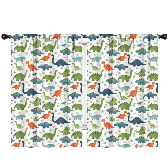Blackout Kids Curtains,White Colorful Dinosaurs Pattern Childrens Insulated Curtains Set Of 2,Bedroom Essentials,Toddler Room Decor 42"x63"