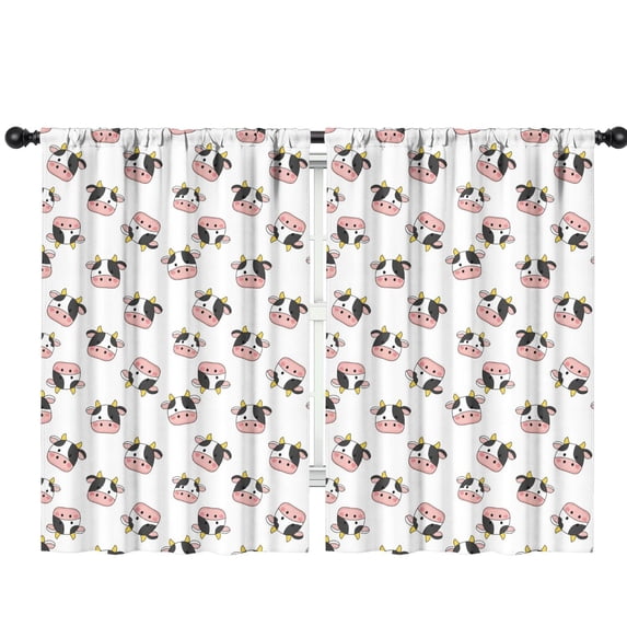 Blackout Kids Curtains,White Cow Head Pattern Childrens Insulated Curtains Set Of 2,Bedroom Essentials,Toddler Room Decor 42x63in(106x160cm)