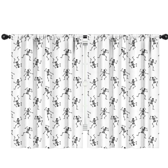 Blackout Kids Curtains,White Dancing Skeleton Pattern Childrens Insulated Curtains Set Of 2,Bedroom Essentials,Toddler Room Decor 42"x63"