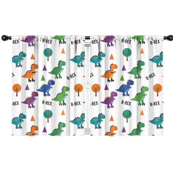 Blackout Kids Curtains,White Dinosaurs Trees Text Pattern Childrens Insulated Curtains Set Of 2,Bedroom Essentials,Toddler Room Decor 42"x54"