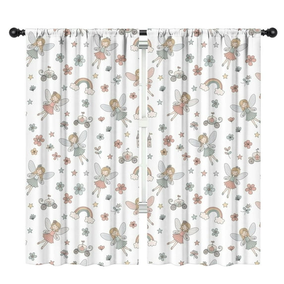 Blackout Kids Curtains,White Fairy Castle Pattern Childrens Insulated Curtains Set Of 2,Bedroom Essentials,Toddler Room Decor 42"x84"