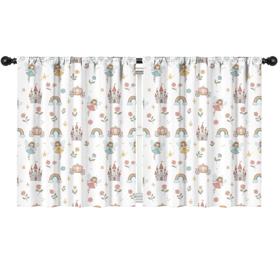 Blackout Kids Curtains,White Fairy Castle Pattern Childrens Insulated Curtains Set Of 2,Bedroom Essentials,Toddler Room Decor 52"x63"