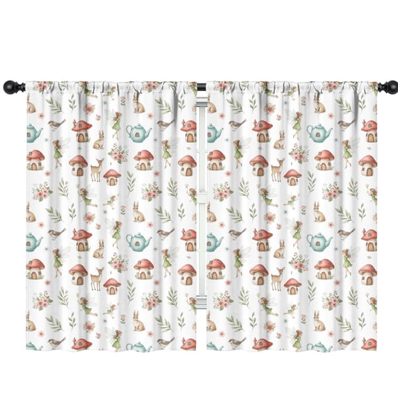 Blackout Kids Curtains,White Forest Fairy Pattern Childrens Insulated Curtains Set Of 2,Bedroom Essentials,Toddler Room Decor 42"x63"