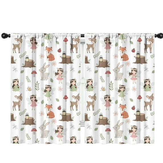 Blackout Kids Curtains,White Forest Fairy Pattern Childrens Insulated Curtains Set Of 2,Bedroom Essentials,Toddler Room Decor 42"x63"