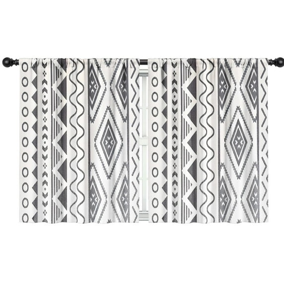 Blackout Kids Curtains,White Geometric Diamond Wave Pattern Childrens Insulated Curtains Set Of 2,Bedroom Essentials,Toddler Room Decor 42x54in(106x137cm)