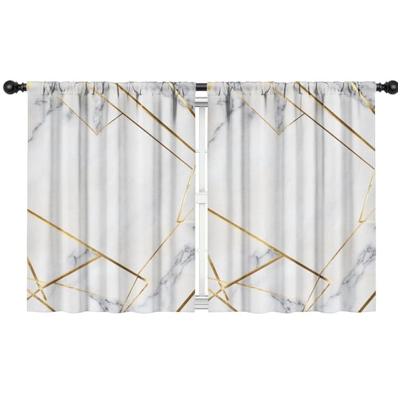 Blackout Kids Curtains,White Gold Geometric Marble Childrens Insulated Curtains Set Of 2,Bedroom Essentials,Toddler Room Decor 42"x54"