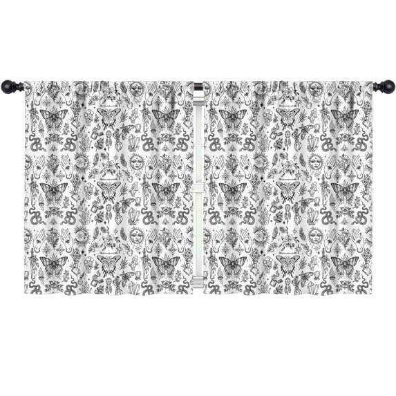 Blackout Kids Curtains,White Gothic Hand Butterfly Pattern Childrens Insulated Curtains Set Of 2,Bedroom Essentials,Toddler Room Decor 52x63in(132x160cm)