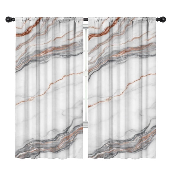 Blackout Kids Curtains,White Marble Copper Line Pattern Childrens Insulated Curtains Set Of 2,Bedroom Essentials,Toddler Room Decor 42"x84"