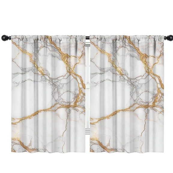 Blackout Kids Curtains,White Marble Gold Line Pattern Childrens Insulated Curtains Set Of 2,Bedroom Essentials,Toddler Room Decor 42"x63"