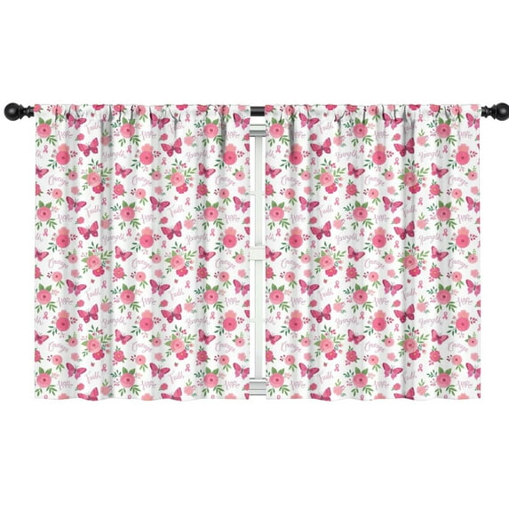 Blackout Kids Curtains,White Pink Butterfly Flower Pattern Childrens Insulated Curtains Set Of 2,Bedroom Essentials,Toddler Room Decor 42"x54"