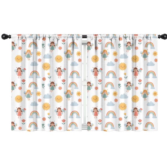 Blackout Kids Curtains,White Princess Fairy Sun Pattern Childrens Insulated Curtains Set Of 2,Bedroom Essentials,Toddler Room Decor 42"x54"