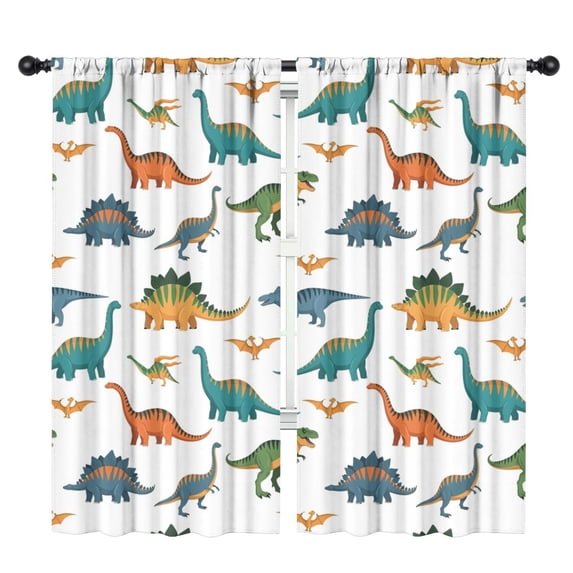 Blackout Kids Curtains,White Realistic Dinosaurs Pattern Childrens Insulated Curtains Set Of 2,Bedroom Essentials,Toddler Room Decor 42"x84"