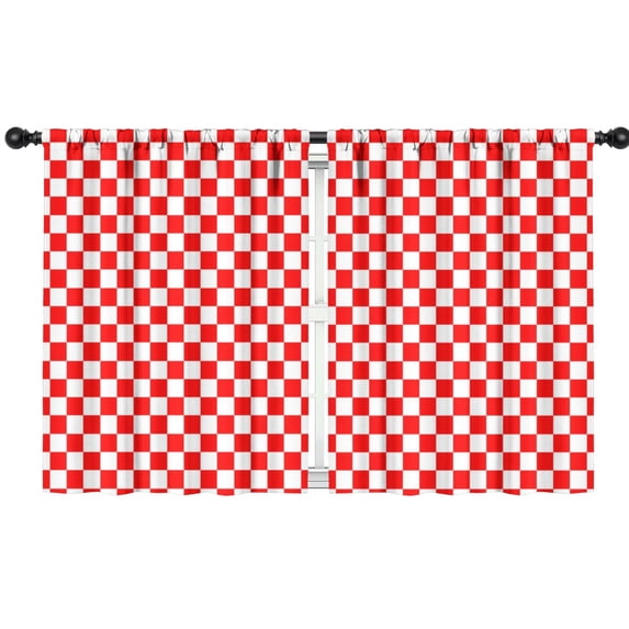 Blackout Kids Curtains,White Red Checkered Childrens Insulated Curtains Set Of 2,Bedroom Essentials,Toddler Room Decor 42"x54"(106x137cm)