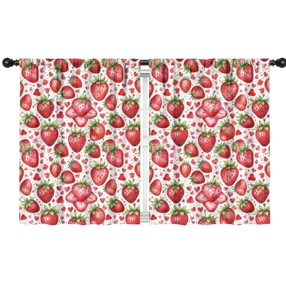 Blackout Kids Curtains,White Strawberry Plants Fruit Childrens Insulated Curtains Set Of 2,Bedroom Essentials,Toddler Room Decor 42x54in(106x137cm)