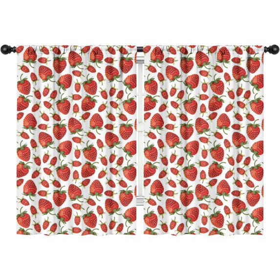 Blackout Kids Curtains,White Strawberry Plants Fruit Childrens Insulated Curtains Set Of 2,Bedroom Essentials,Toddler Room Decor 42x63in(106x160cm)