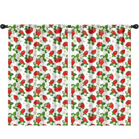 Blackout Kids Curtains,White Strawberry Plants Fruit Childrens Insulated Curtains Set Of 2,Bedroom Essentials,Toddler Room Decor 52x84in(132x213cm)