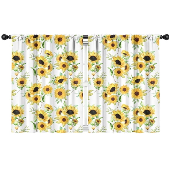 Blackout Kids Curtains,White Sunflower Childrens Insulated Curtains Set Of 2,Bedroom Essentials,Toddler Room Decor 42x54in(106x137cm)