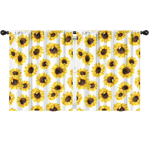 Blackout Kids Curtains,White Sunflower Childrens Insulated Curtains Set Of 2,Bedroom Essentials,Toddler Room Decor 52x63in(132x160cm)