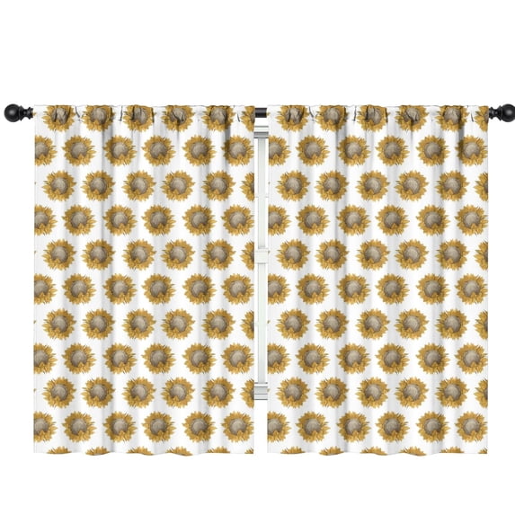Blackout Kids Curtains,White Sunflower Pattern Childrens Insulated Curtains Set Of 2,Bedroom Essentials,Toddler Room Decor 42"x63"