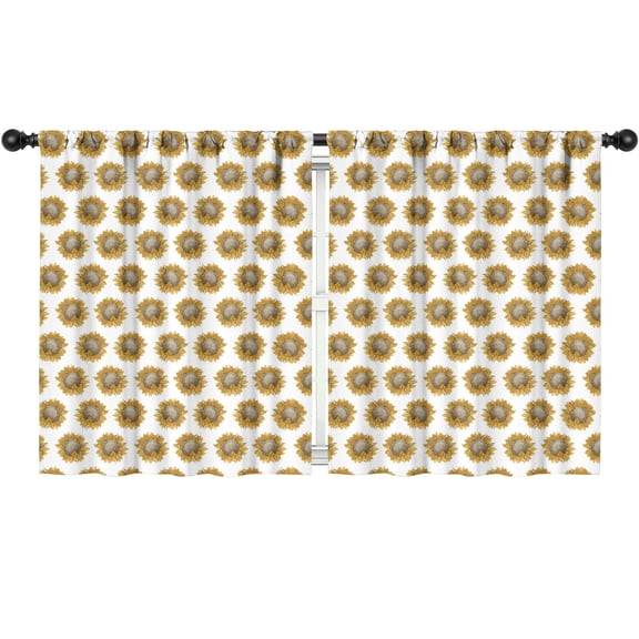 Blackout Kids Curtains,White Sunflower Pattern Childrens Insulated Curtains Set Of 2,Bedroom Essentials,Toddler Room Decor 52"x63"