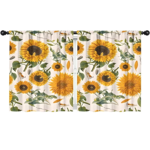 Blackout Kids Curtains,White Sunflower Seed Leaf Pattern Childrens Insulated Curtains Set Of 2,Bedroom Essentials,Toddler Room Decor 52"x63"
