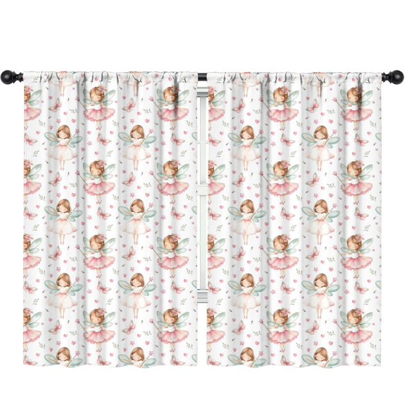 Blackout Kids Curtains,White Watercolor Fairy Princess Pattern Childrens Insulated Curtains Set Of 2,Bedroom Essentials,Toddler Room Decor 52"x84"