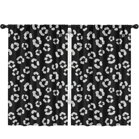 Blackout Kids Curtains,White and Black Leopard Print Children's Insulated Curtains Set Of 2,Bedroom Essentials,Toddler Room Decor 52"x84"