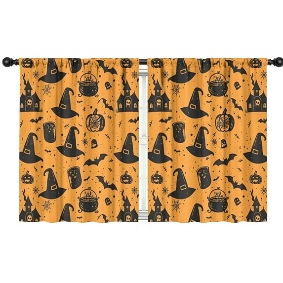 Blackout Kids Curtains,Witch Hat Halloween Pattern Childrens Insulated Curtains Set Of 2,Bedroom Essentials,Toddler Room Decor 42"x54"