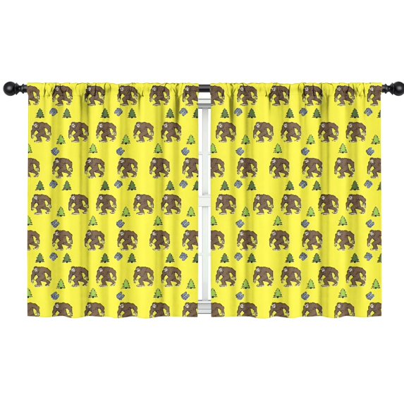 Blackout Kids Curtains,Yellow Bigfoot and Tree Pattern Childrens Insulated Curtains Set Of 2,Bedroom Essentials,Toddler Room Decor 42x54in(106x137cm)