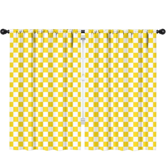 Blackout Kids Curtains,Yellow Checkerboard Childrens Insulated Curtains Set Of 2,Bedroom Essentials,Toddler Room Decor 52"x84"(132x213cm)
