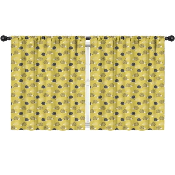 Blackout Kids Curtains,Yellow Cute Hedgehog Childrens Insulated Curtains Set Of 2,Bedroom Essentials,Toddler Room Decor 52"x63"