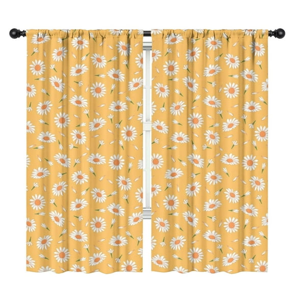Blackout Kids Curtains,Yellow Daisy Flower Retro Pattern Childrens Insulated Curtains Set Of 2,Bedroom Essentials,Toddler Room Decor 42"x84"