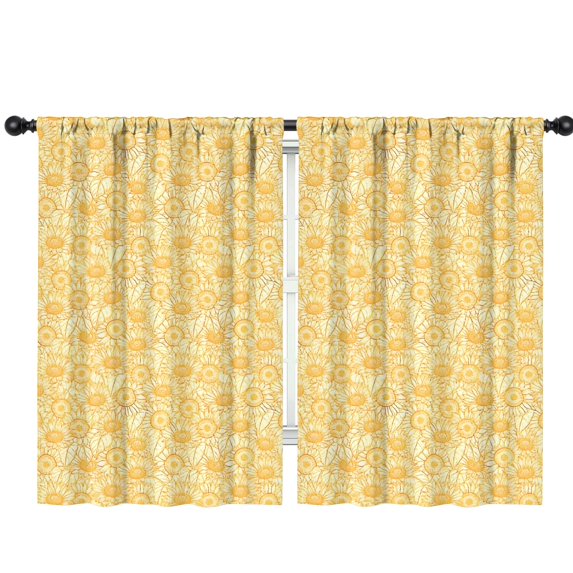 Blackout Kids Curtains,Yellow Daisy Pattern Childrens Insulated Curtains Set Of 2,Bedroom Essentials,Toddler Room Decor 42"x63"